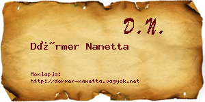 Dörmer Nanetta névjegykártya